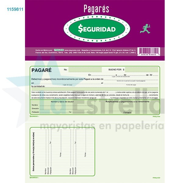 PAGARE 8600 SEGURIDAD 100H. C.100